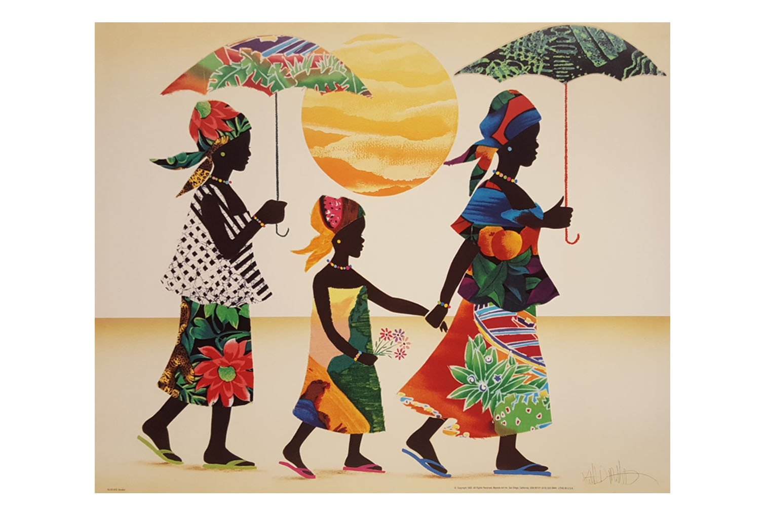 Strollin By Keith Mallett 16x20 Black Art Print
