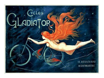 Bruce Teleky Cycles Gladiator by Georges Massias Vintage French Flying Bicycle Reproduction Art Print Poster (34 x 24)