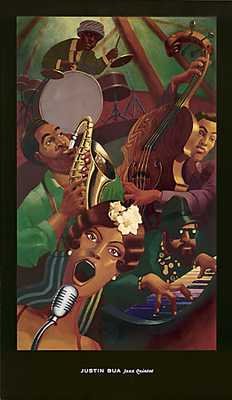 Jazz Quintet by Justin Bua. Art Poster Print: 21 inches width by 36 inches height.