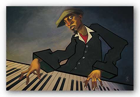 (26x34) Piano Man II Justin BUA art print POSTER urban NYC RARE