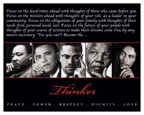 The Thinker II by Design Max Art Print Poster 36x18 King Obama Malcom X Mandela Marley