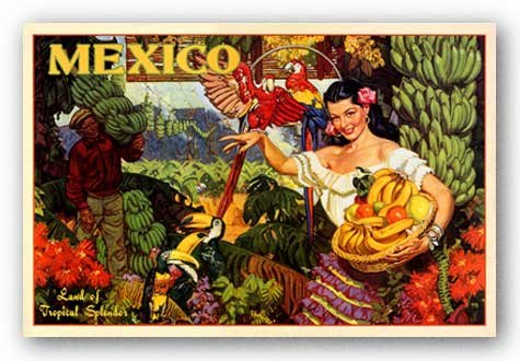 Bruce Teleky Mexico, Land of Tropical Splendor - Giclee 14"x19.875" Art Print Poster