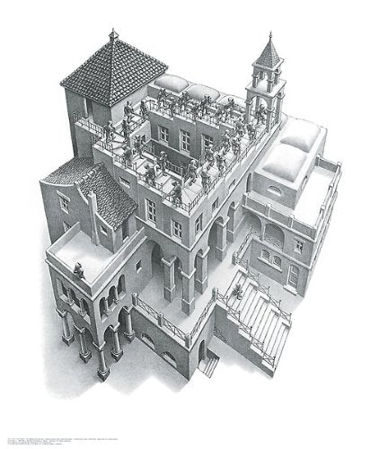 Ascending and Descending by M.C. Escher Art Poster Print, 21.75x25.5