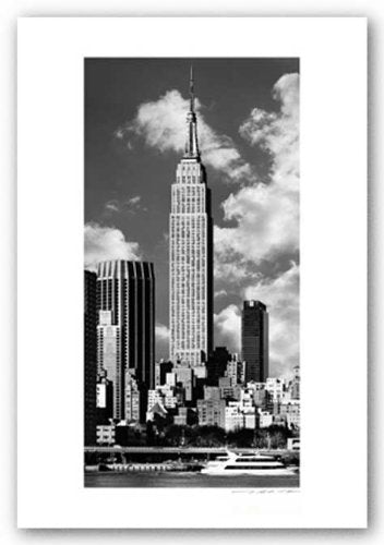 Empire State Building, with Ship by Viktor Balkind 16"x8" Art Print Poster