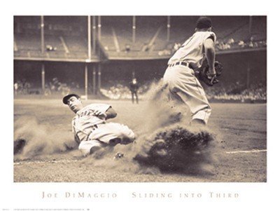 Joe Dimaggio Sliding Into Third - Poster by Bettmann-Corbis (32 x 24)