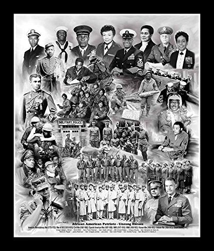 Wishum Gregory African American Patriots (A Tribute to African American Members of The United States Armed Forces), 11.5x8.5 inches (Black Frame)