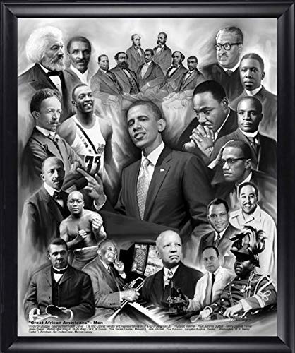 Framed Great African American Men by Wishum Gregory, Obama Malcolm X Marshall MLK Jr. Finished Size: 24x28