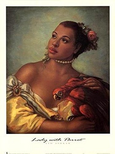 Lady with Parrot by Tim Ashkar - 28 3/4 x 21 5/8 inches - Fine Art Print / Poster