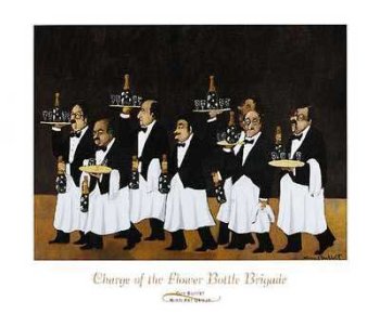 Barewalls Charge of the Flower Bottle Brigade, Art Poster by Guy Buffet