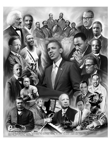 Great African American Men by Wishum Gregory, Obama King Malcolm X Marshall (20x24)