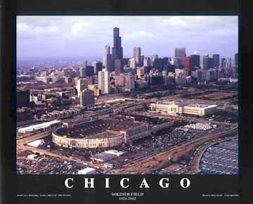 Chicago, Illinois - Soldier Field 1924-2002 by Mike Smith - 22 x 28 inches - Fine Art Print / Poster