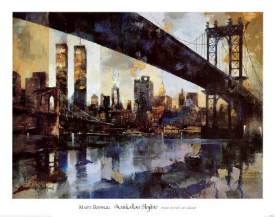 Manhattan Skyline Art Poster Print by Marti Bofarull, 35x28