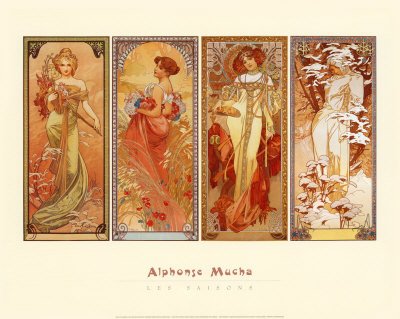 Les Saisons, 1900 by Alphonse Mucha - 15 3/4 x 19 3/4 inches - Fine Art Print / Poster