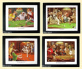 Dogs Playing Pool Art Set Framed Posters by Arthur Sarnoff A+quality
