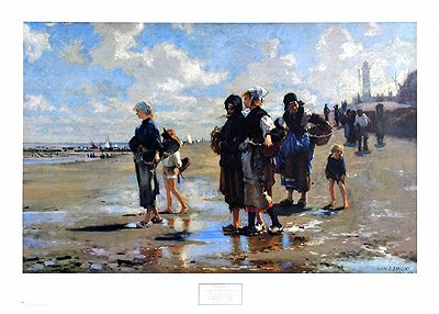 Oyster Gatherers At Cancale - Poster by John Singer Sargent (38 x 27.25)