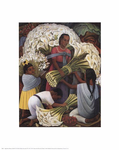 Poster Palooza Framed Flower Vendor- 16x20 Inches - Art Print (Classic Black Frame)