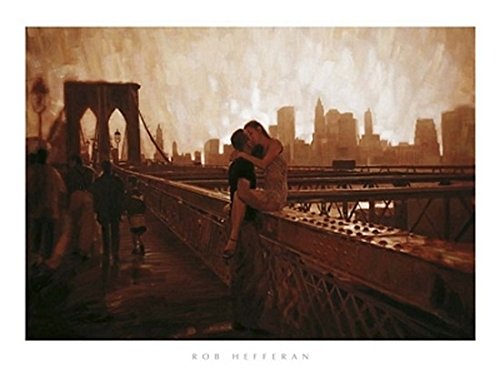 Les Amoureux de Brooklyn Bridge by Rob Hefferan - 23 1/2 x 31 1/2 inches - Fine Art Print / Poster