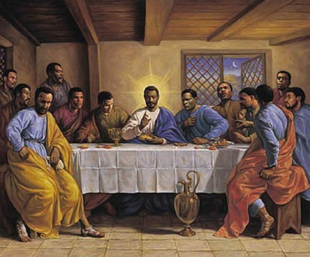 HSE Laminated Last Supper by Sarah Jenkins African American Religious Art Print Poster 24X36