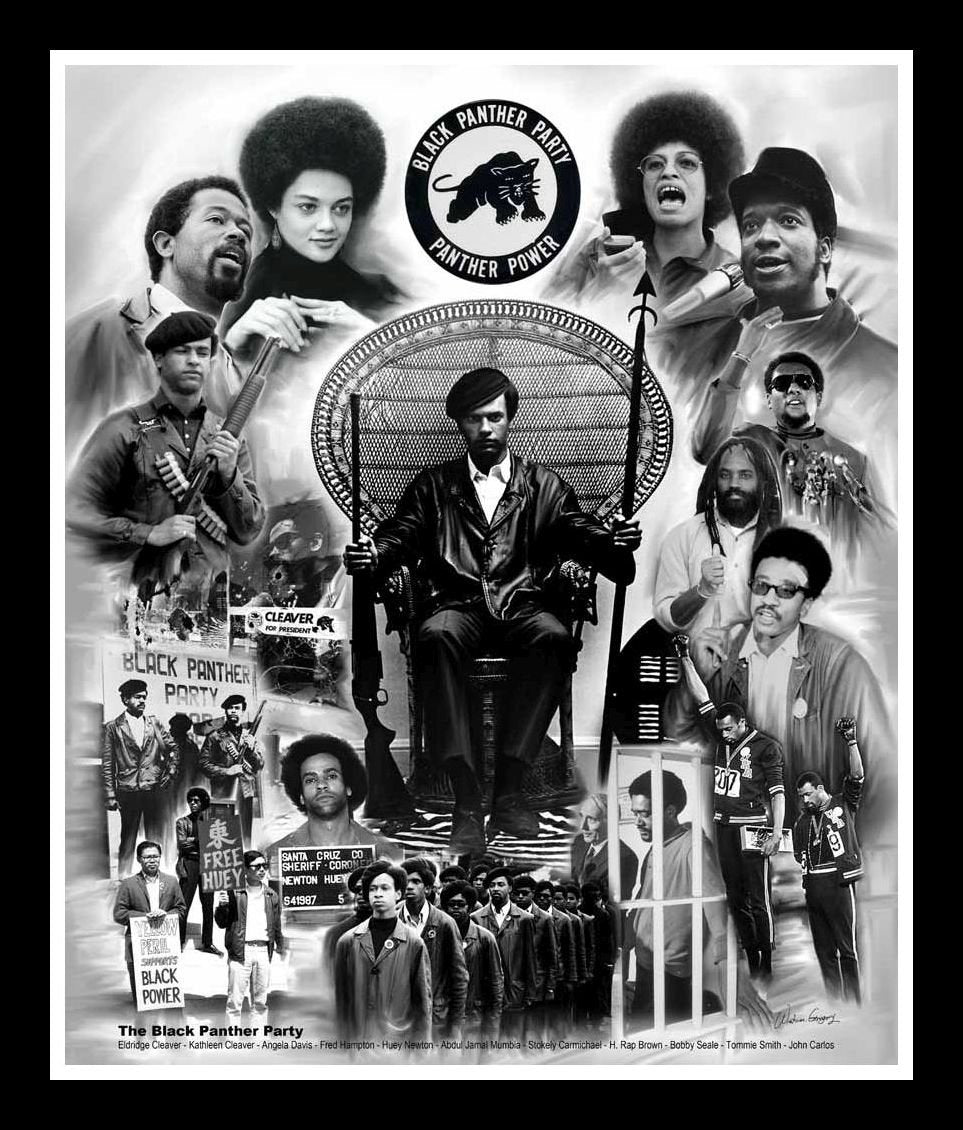 The Black Panther Party for Self Defense by Wishum Gregory (28x24 inches - Framed Art Print - Black Frame)