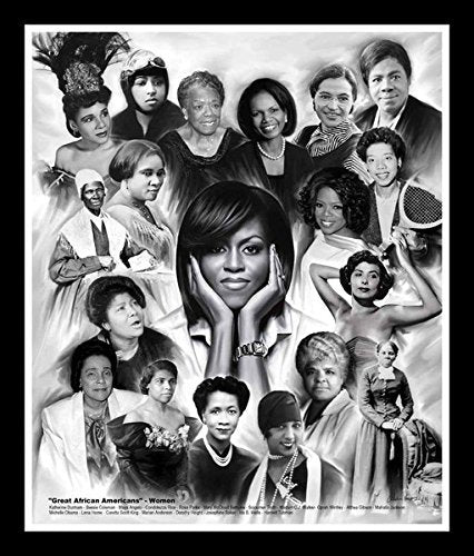 The Art Depot Great African American Women by Wishum Gregory (11x8.5 inches - Black Frame)