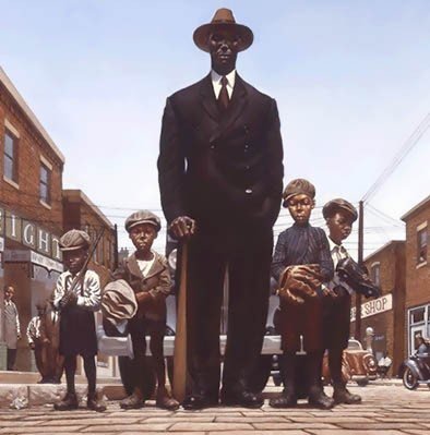 Willie Foster and Young Fans by Kadir Nelson - 28 3/4 x 27 inches - Fine Art Print / Poster