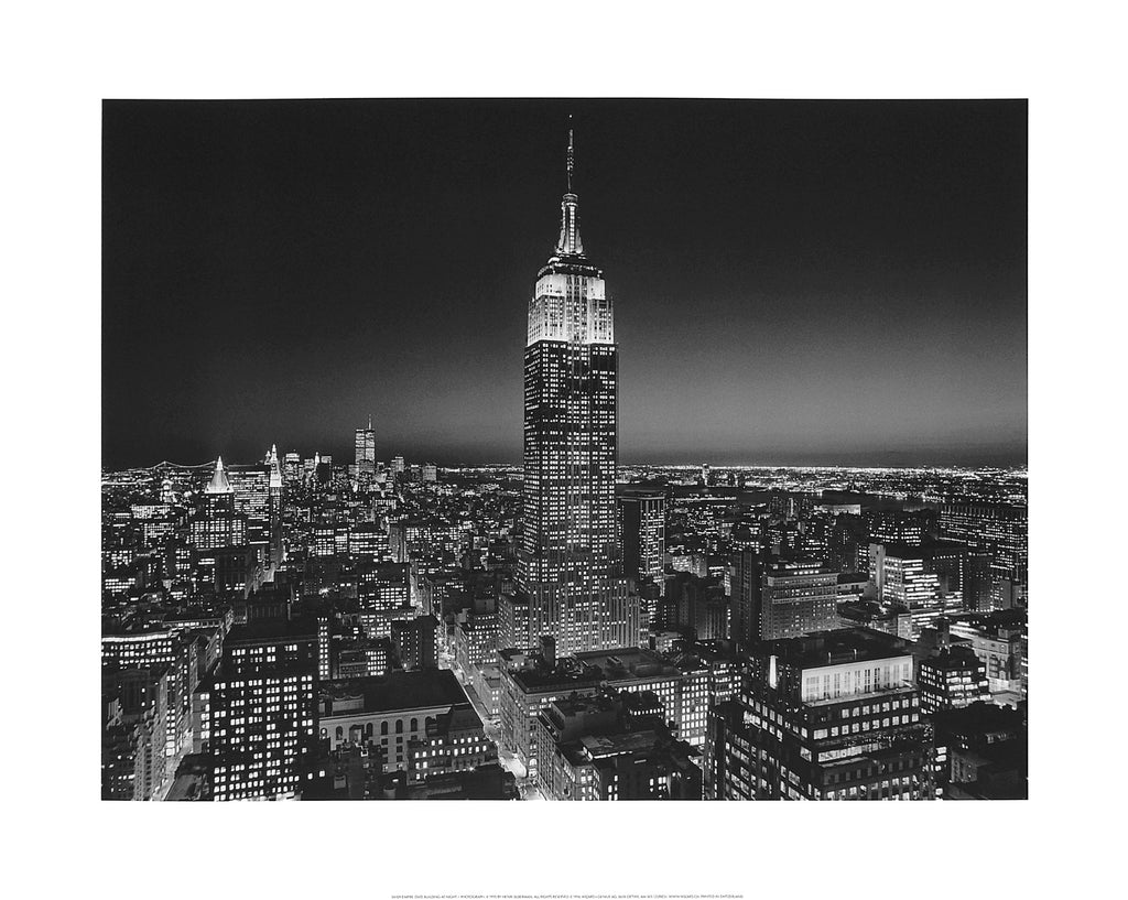Bruce Teleky Empire State Building at Night, New York City by Henri Silberman Photo Print Poster (Choose Size, Print or Frame)