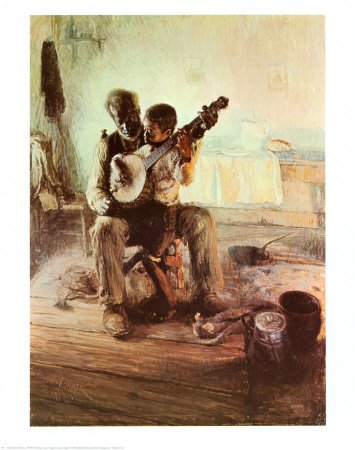 Bruce Teleky The Banjo Lesson Art Poster Print, 22x28, Unframed, Matte Finish, Earthy Tones, Rustic Style, Living Room, Bedroom, Home Office, Office