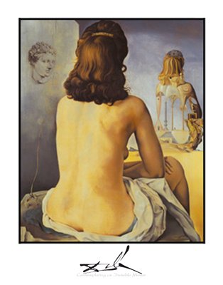 "Contemplating an Invisible Mirror" by Salvador Dali Art Poster Print (22"x28") Surrealist Painter, Surrealism