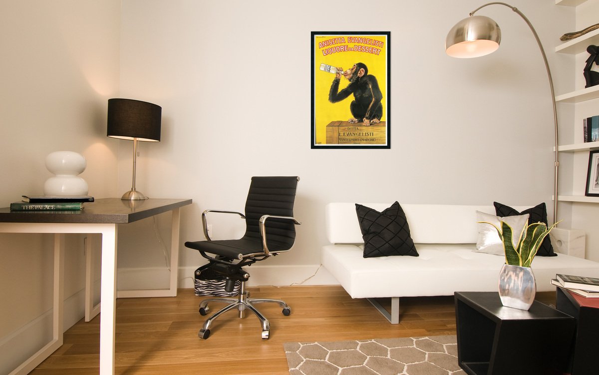 Framed Art Print, 'Anisetta Evangelisti Liquore da Dessert (ca. 1925)' by Carlo Biscaretti: Outer Size 25 x 37"