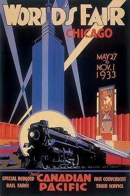 World's Fair Chicago, 1933 by Norman Fraser - 36 x 24 inches - Fine Art Print / Poster
