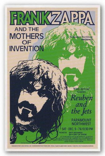 Bruce Teleky Frank Zappa, Paramount Northwest, 1972 22"x14" Art Print Poster