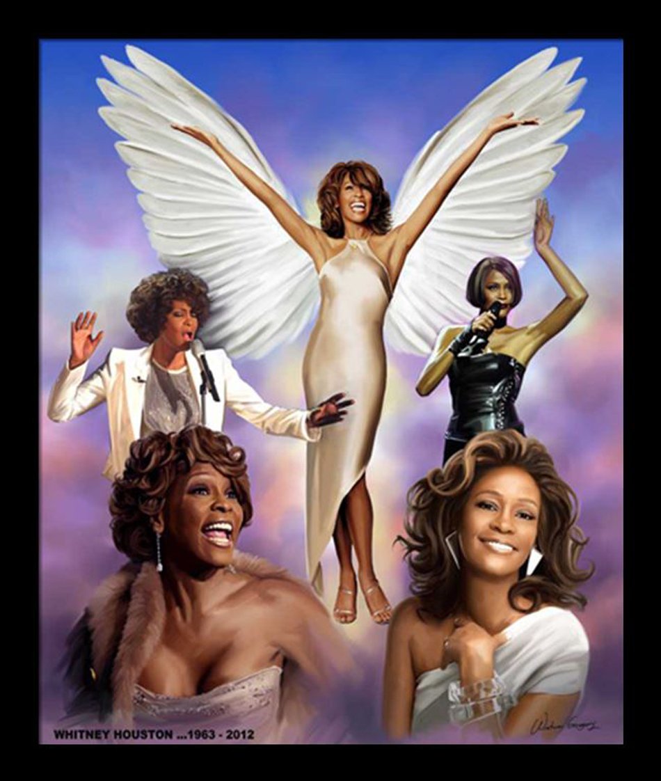 "Whitney" Wishum Gregory, framed African-American music poster art print, 26" x 22"