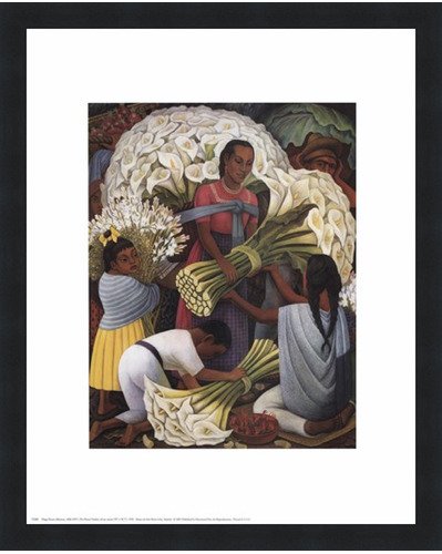 Poster Palooza Framed Flower Vendor- 16x20 Inches - Art Print (Classic Black Frame)
