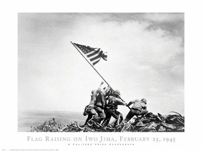 Flag Raising On Iwo Jima - Poster by Joe Rosenthal (32 x 24)