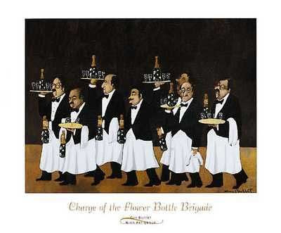 Barewalls Charge of the Flower Bottle Brigade, Art Poster by Guy Buffet