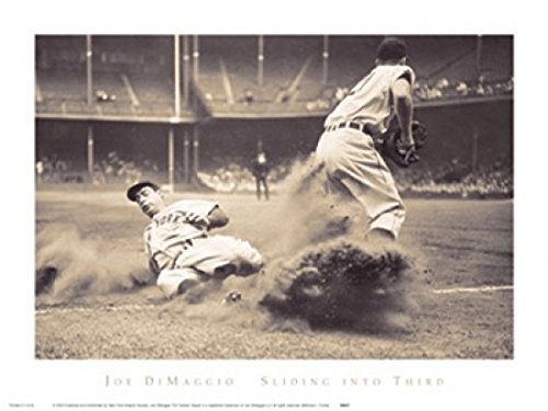 Joe DiMaggio Sliding Into Third Poster Print by Bettmann Archive (16 x 12)