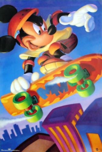 Mickey Mouse: Skateboarding by Walt Disney - 36 x 24 inches - Fine Art Print / Poster