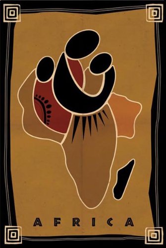 (24x36) Africa (Map, Mother with Children) Art Poster Print