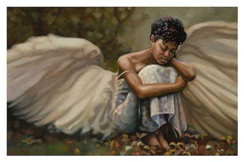 This Too Shall Pass by Henry Lee Battle African-American Angel Woman, Overall Size: 24x36, Image Size: 34x22