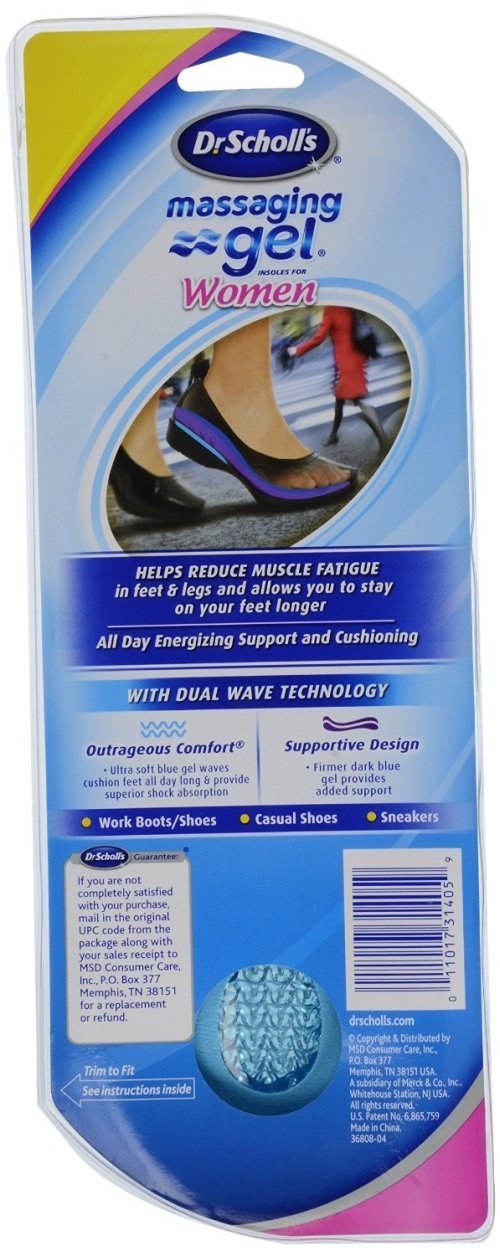 Dr. Scholl's Insoles Massaging Gel Women's (US size 6-10) 36-42 or UK 3.5 to 7.5 by Dr. Scholl's