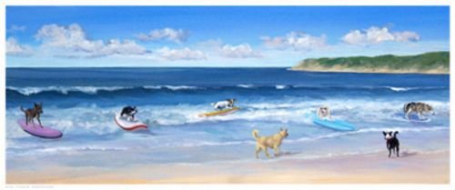 Hot Dogs Surf by Carol Saxe 20"x8" Art Print Poster
