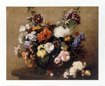 Still Life of Flowers by Henri Fantin-Latour . Art Print Poster 20.00 X 16.00