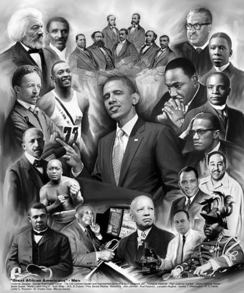 Laminated Great African American Men Wishum Gregory Obama King Malcolm X Marshall 20x24