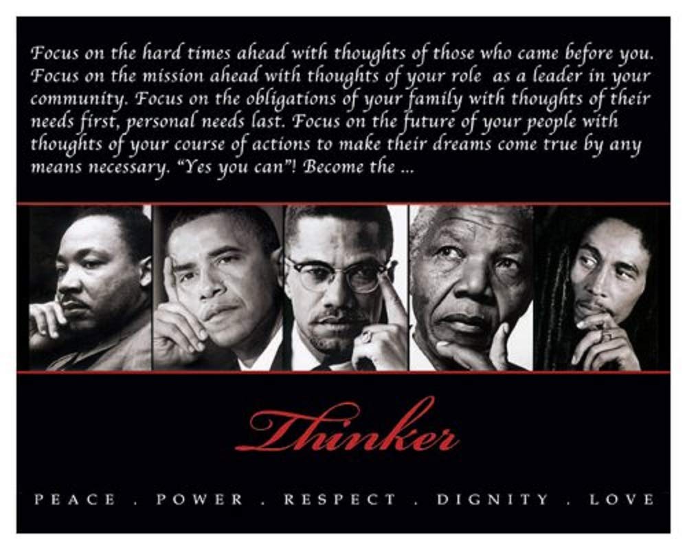 The Thinker II by Design Max Art Print Poster 36x18 King Obama Malcom X Mandela Marley