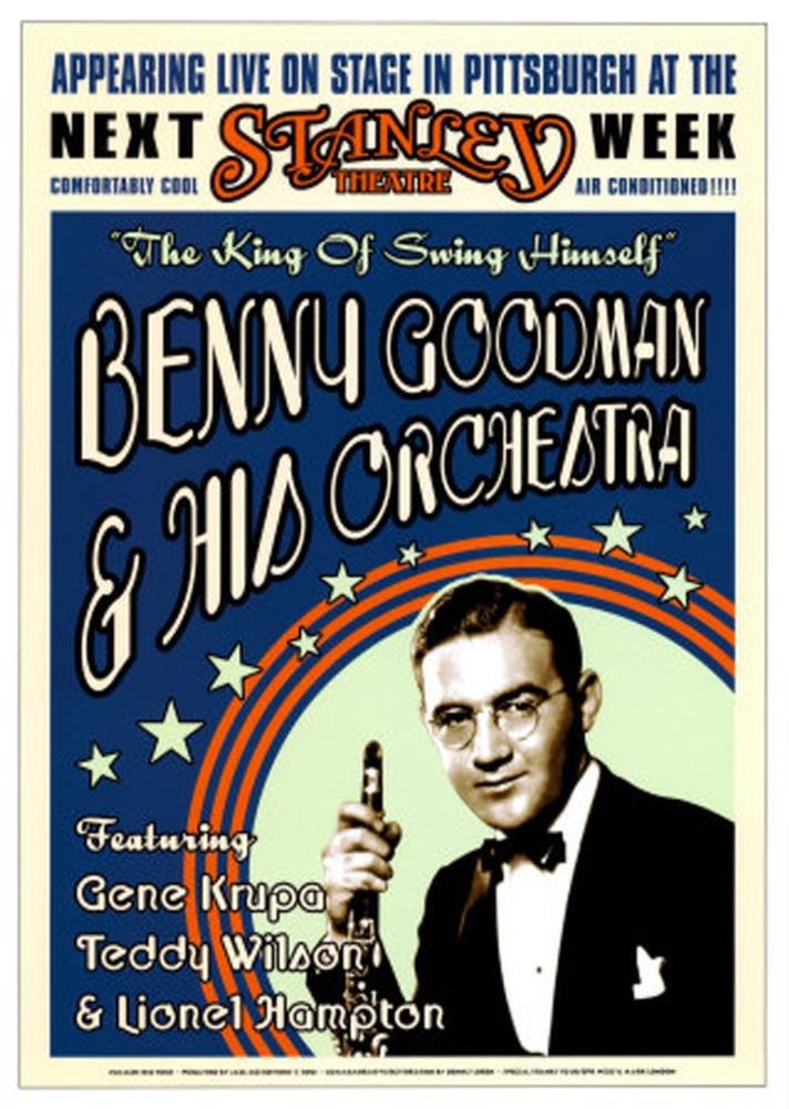 Benny Goodman Orchestra at the Stanley Theatre, Pittsburgh, Pennsylvania, 1936 Art Print by Dennis Loren 17 x 24in