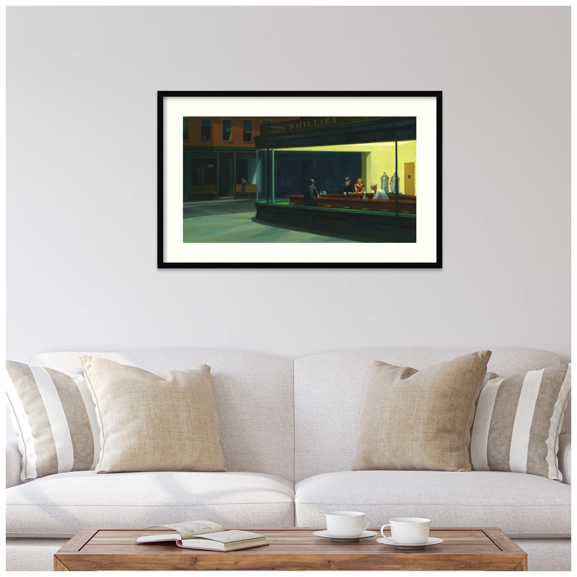 Amanti Art Wood Framed Wall Art Print Nighthawks 1942 by Edward Hopper