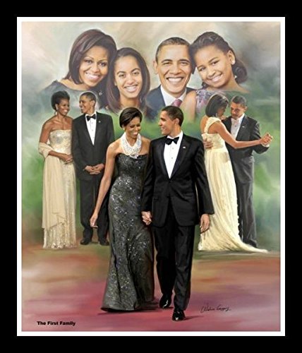 The Family First: President Barack Obama and Michelle Obama by Wishum Gregory, 10x8 Inches, Black Frame