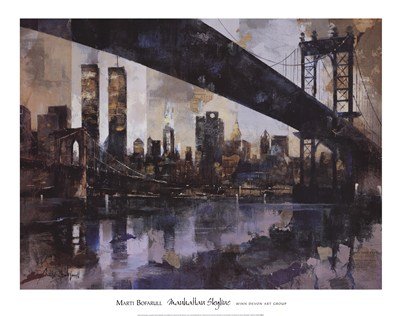 Manhattan Skyline by Marti Bofarull 34.5x27.5 Art Print Poster