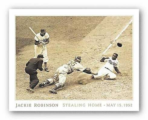 Jackie Robinson Stealing Home May 18, 1952 by Rachel Robinson 28"x22" Art Print Poster