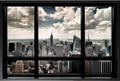 Framed New York City Window Manhattan Skyline Chrysler Building 36x24 - Art Poster Print Photograph Wall Decor